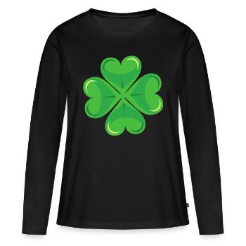 Trèfle - T-shirt manches longues Premium bio Femme - noir - Devant - Julia (174cm)