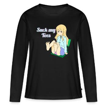 Suce mes orteils - T-shirt manches longues Premium bio Femme - noir - Devant - Julia (174cm)