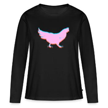 Huhn Hühnchen 3D Effekt - Frauen Premium Bio Langarmshirt - Schwarz - Vorne - Julia (174cm)