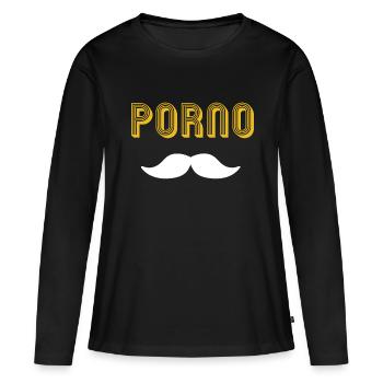 Moustache porno - T-shirt manches longues Premium bio Femme - noir - Devant - Julia (174cm)