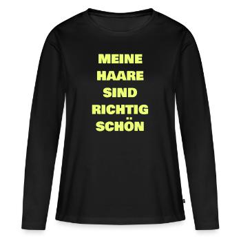 Meine Haare sind richtig schön - Frauen Premium Bio Langarmshirt - Schwarz - Vorne - Julia (174cm)