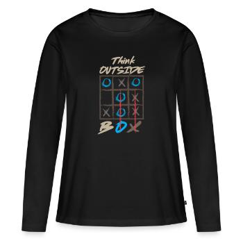 En dehors de la boîte - T-shirt manches longues Premium bio Femme - noir - Devant - Julia (174cm)