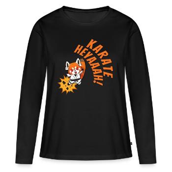 Karate. Heyaaah! - Frauen Premium Bio Langarmshirt - Schwarz - Vorne - Julia (174cm)
