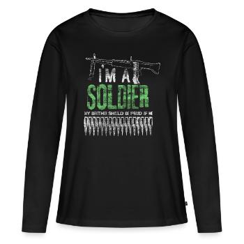 Frere soldat cadeau - T-shirt manches longues Premium bio Femme - noir - Devant - Julia (174cm)