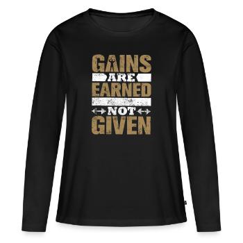 Gym Sort Gain - T-shirt manches longues Premium bio Femme - noir - Devant - Julia (174cm)