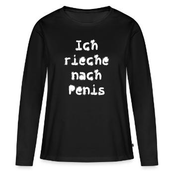 ich rieche nach Penis - Frauen Premium Bio Langarmshirt - Schwarz - Vorne - Julia (174cm)