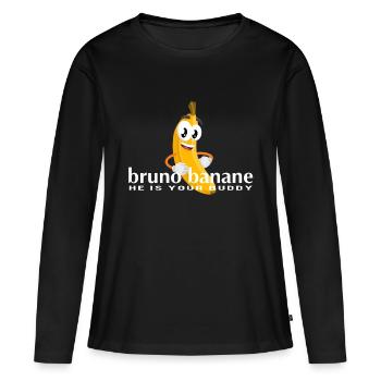 Bruno Banana (blanc) - T-shirt manches longues Premium bio Femme - noir - Devant - Julia (174cm)