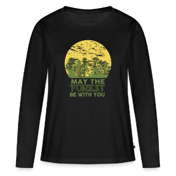 Forêt - T-shirt manches longues Premium bio Femme - noir - Devant - Julia (174cm)
