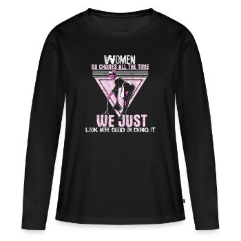 Nettoyage ménager - T-shirt manches longues Premium bio Femme - noir - Devant - Julia (174cm)