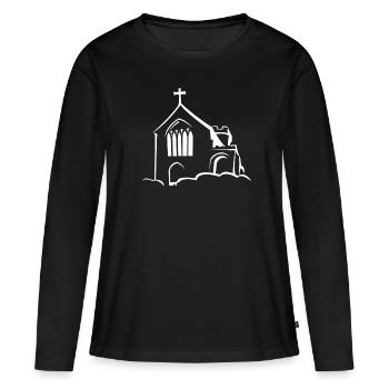Kirche auf Wolken - Frauen Premium Bio Langarmshirt - Schwarz - Vorne - Julia (174cm)