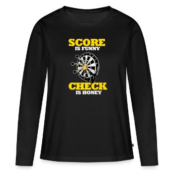 Darts Score is funny check is honey dartboard - Women's Premium Organic Long Sleeve Shirt - black - Front - Julia (174cm)