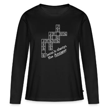Jésus Jésus Jésus - T-shirt manches longues Premium bio Femme - noir - Devant - Julia (174cm)
