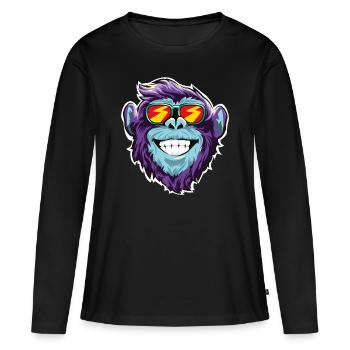 Monkey sunglasses head face - Women's Premium Organic Long Sleeve Shirt - black - Front - Julia (174cm)