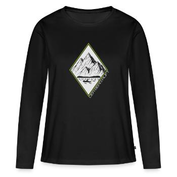Der Berg ruft - Frauen Premium Bio Langarmshirt - Schwarz - Vorne - Julia (174cm)