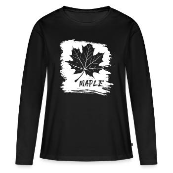 Maple. Canada. Leaf. - Frauen Premium Bio Langarmshirt - Schwarz - Vorne - Julia (174cm)