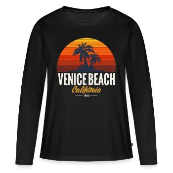 Venice Beach Summer California Palm Island Sunset - Women's Premium Organic Long Sleeve Shirt - black - Front - Julia (174cm)