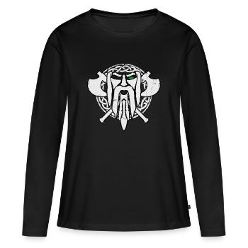 Viking Thor Hammer Runen - Frauen Premium Bio Langarmshirt - Schwarz - Vorne - Julia (174cm)