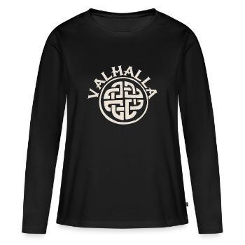 Valhalla Viking Knots Wikinger Knoten Symbol - Frauen Premium Bio Langarmshirt - Schwarz - Vorne - Julia (174cm)