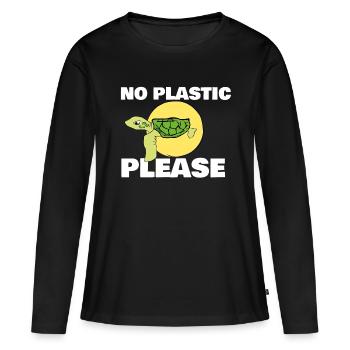 Pas de plastique s'il vous plaît - T-shirt manches longues Premium bio Femme - noir - Devant - Julia (174cm)