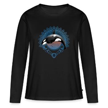 Orque orque - T-shirt manches longues Premium bio Femme - noir - Devant - Julia (174cm)