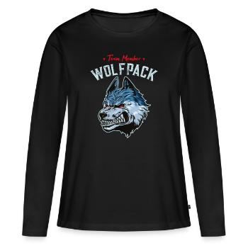 loup wolfpack team - T-shirt manches longues Premium bio Femme - noir - Devant - Julia (174cm)