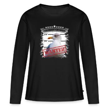 Möwe - Fischbrötchen Dieb - Frauen Premium Bio Langarmshirt - Schwarz - Vorne - Julia (174cm)