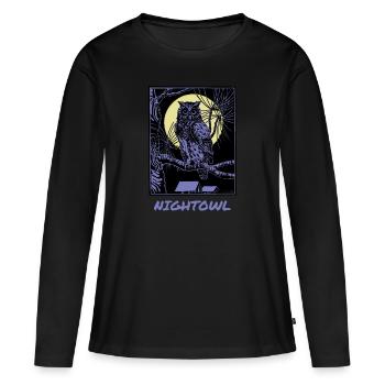 Nightowl Nachteule - Frauen Premium Bio Langarmshirt - Schwarz - Vorne - Julia (174cm)
