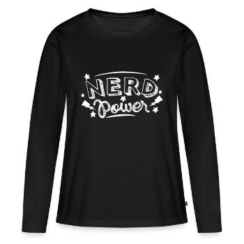 Nerd power - Women's Premium Organic Long Sleeve Shirt - black - Front - Julia (174cm)