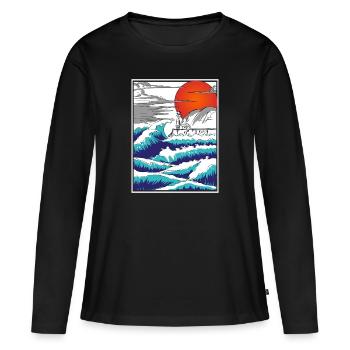 Tsunami asiatique - T-shirt manches longues Premium bio Femme - noir - Devant - Julia (174cm)