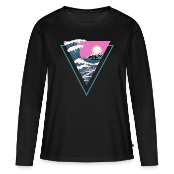 Waves - Women's Premium Organic Long Sleeve Shirt - black - Front - Julia (174cm)