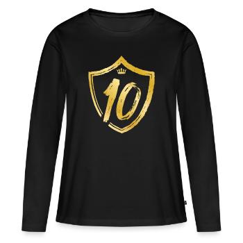 10 année numérique or - T-shirt manches longues Premium bio Femme - noir - Devant - Julia (174cm)