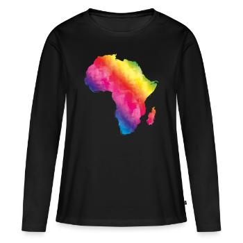 afrique coloré - T-shirt manches longues Premium bio Femme - noir - Devant - Julia (174cm)