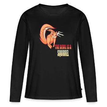 Le diable est un écureuil, Devil Squirrel - T-shirt manches longues Premium bio Femme - noir - Devant - Julia (174cm)
