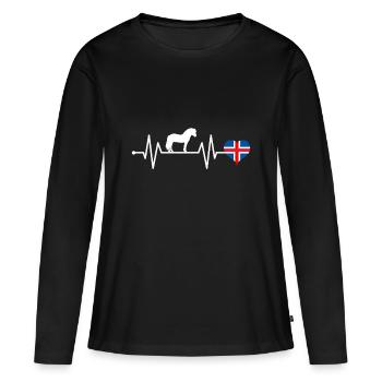 Islandpferd Isländer Pferd Pony Herzschlag - Frauen Premium Bio Langarmshirt - Schwarz - Vorne - Julia (174cm)