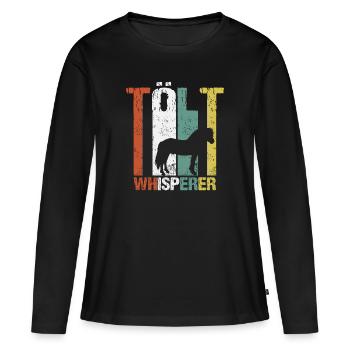 Islandpferd Tölt Flüsterer Retro Vintage Grunge - Frauen Premium Bio Langarmshirt - Schwarz - Vorne - Julia (174cm)