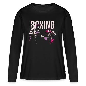 Boxe, boxe, boxe, boxeur, maillot de combat - T-shirt manches longues Premium bio Femme - noir - Devant - Julia (174cm)