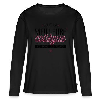 Meilleure collègue de tous les temps - T-shirt manches longues Premium bio Femme - noir - Devant - Julia (174cm)