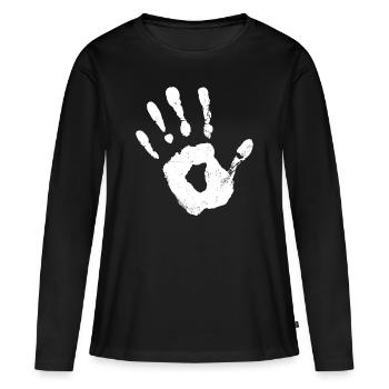 Empreinte de main (blanc) - T-shirt manches longues Premium bio Femme - noir - Devant - Julia (174cm)
