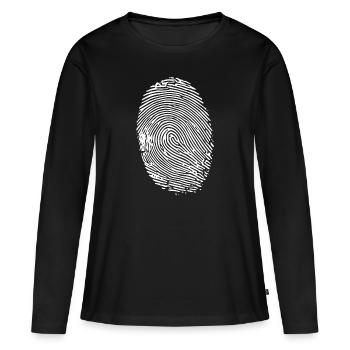 Empreinte digitale ovale (blanc) - T-shirt manches longues Premium bio Femme - noir - Devant - Julia (174cm)