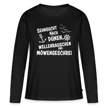 Nordsee Norddeutsch Meer Moin - Frauen Premium Bio Langarmshirt - Schwarz - Vorne - Julia (174cm)