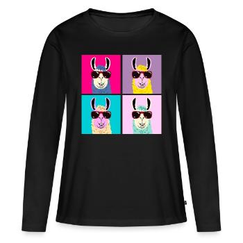 Lama - T-shirt manches longues Premium bio Femme - noir - Devant - Julia (174cm)