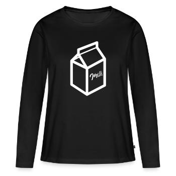 LAIT - T-shirt manches longues Premium bio Femme - noir - Devant - Julia (174cm)