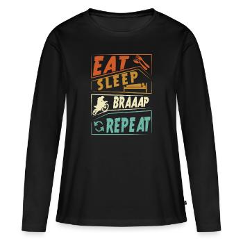 Mangez Sleep Braaap Repeat - T-shirt manches longues Premium bio Femme - noir - Devant - Julia (174cm)