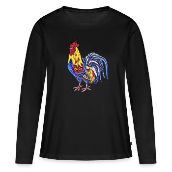 Coq - T-shirt manches longues Premium bio Femme - noir - Devant - Julia (174cm)