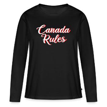 RÈGLES DU CANADA - T-shirt manches longues Premium bio Femme - noir - Devant - Julia (174cm)