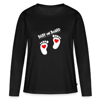 Ein Baby an Board - Frauen Premium Bio Langarmshirt - Schwarz - Vorne - Julia (174cm)