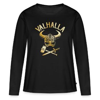 viking casque or valhalla - T-shirt manches longues Premium bio Femme - noir - Devant - Julia (174cm)