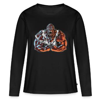 Gorilla Beast Workout Gym Power Muscles - T-shirt manches longues Premium bio Femme - noir - Devant - Julia (174cm)