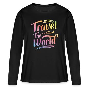 World Travel Travel Vacation - T-shirt manches longues Premium bio Femme - noir - Devant - Julia (174cm)