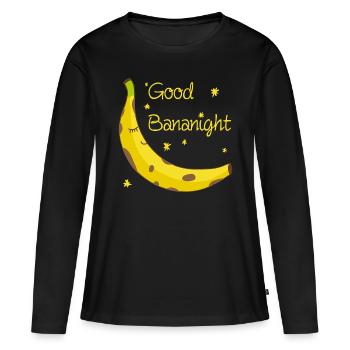 bonne nuit banane ! cadeau humour anglais - T-shirt manches longues Premium bio Femme - noir - Devant - Julia (174cm)